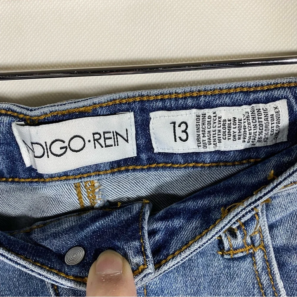 Indigo Rein Medium Wash Destructed Mom Jean